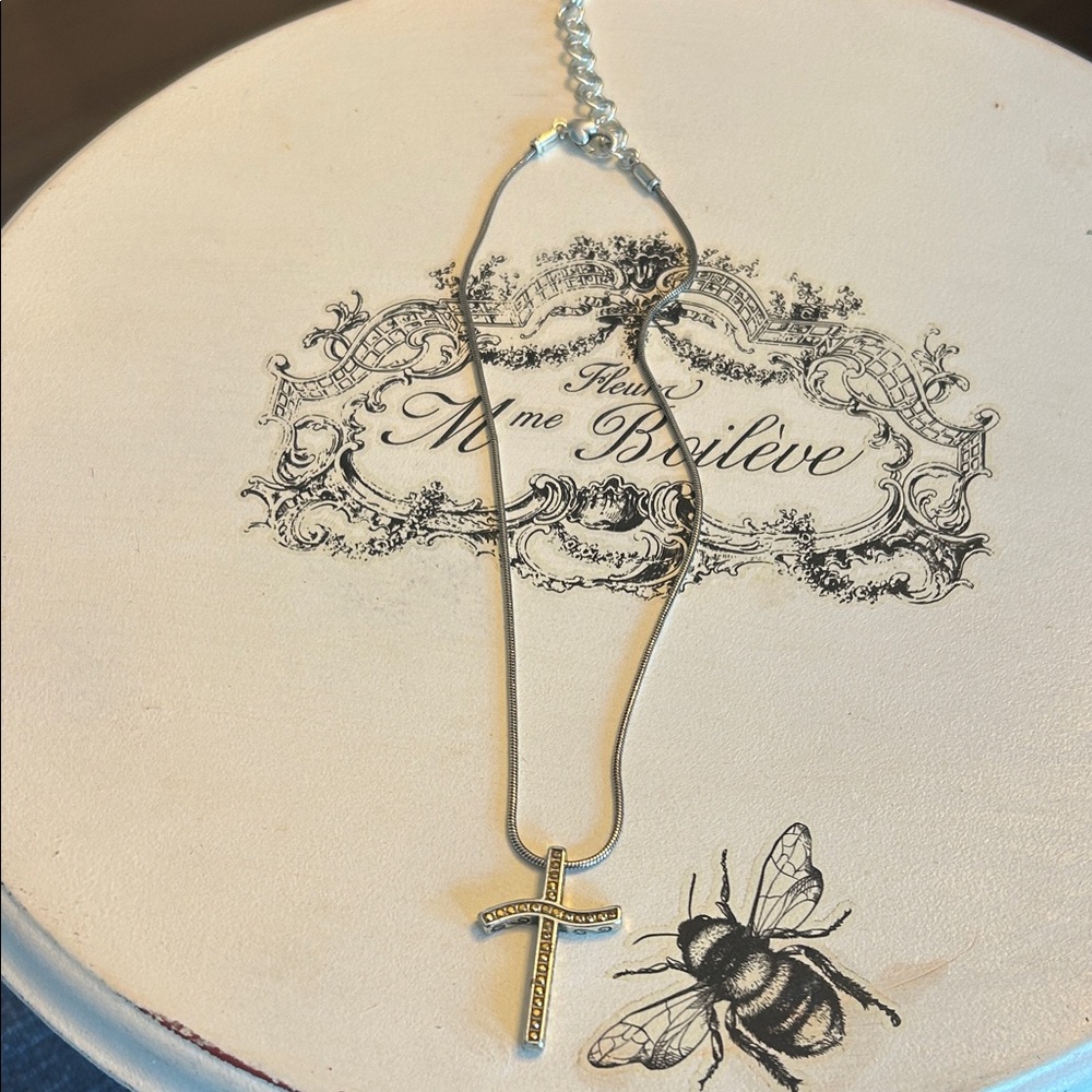 Brighton Silver Gold Cross Necklace